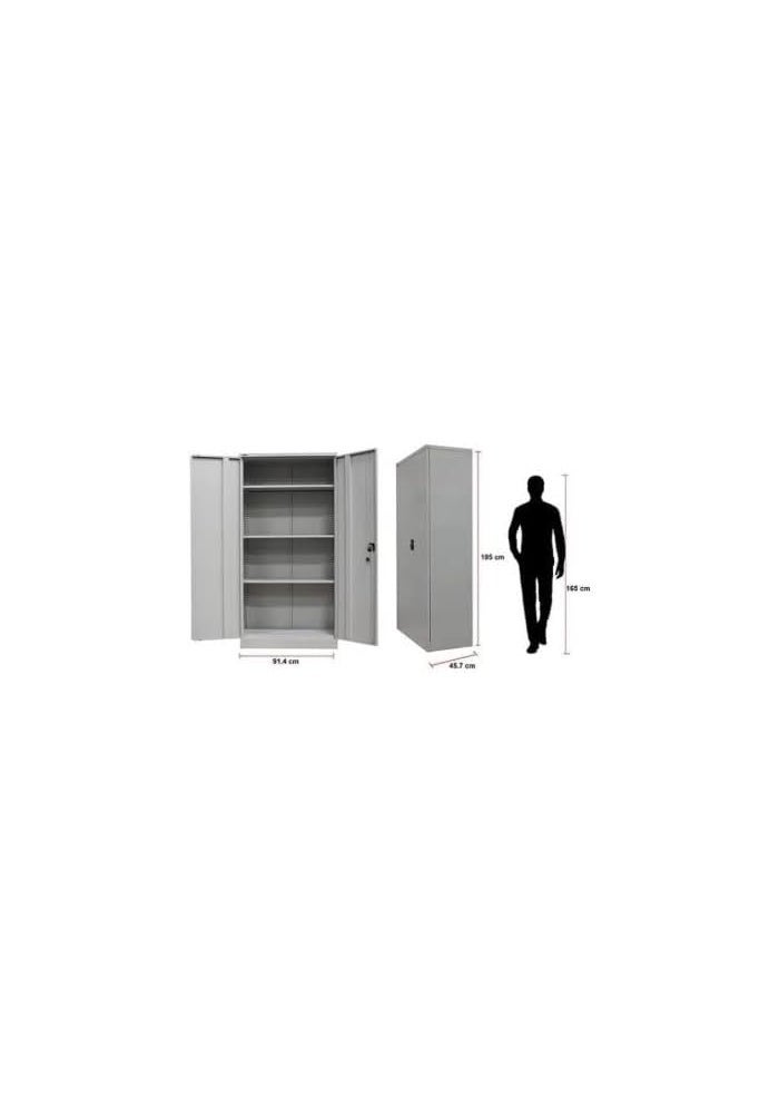MAF furniture خزانة تخزين فولاذية MAF، خزانة ملفات معدنية للمكتب مع قفل مفتاح، 4 رفوف قابلة للتعديل، رمادي - Image 2